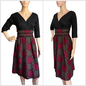 Miss Elliette Red Rose Black Dress Small